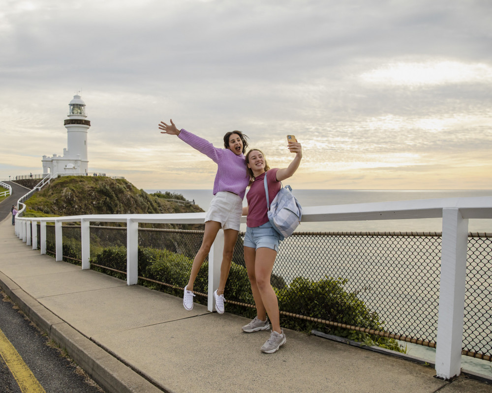 Selfie in front of lighthouse