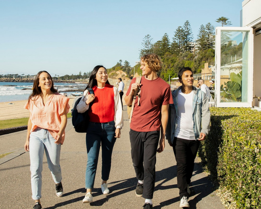 People walking near the beach at Wollongong