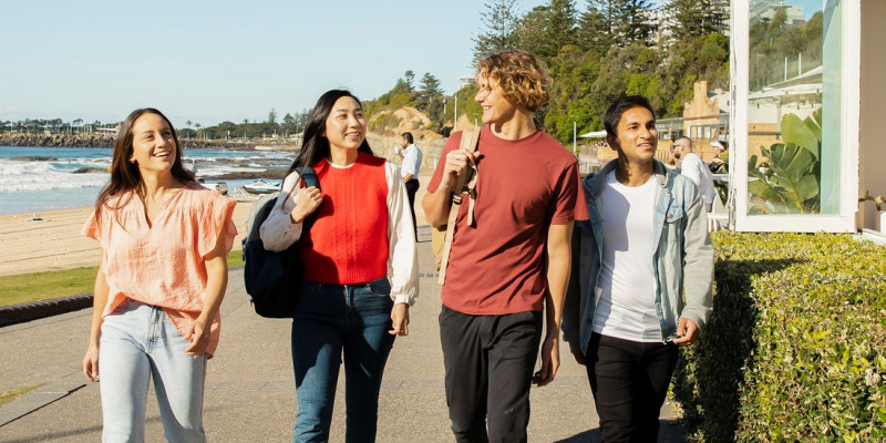 People walking near the beach at Wollongong