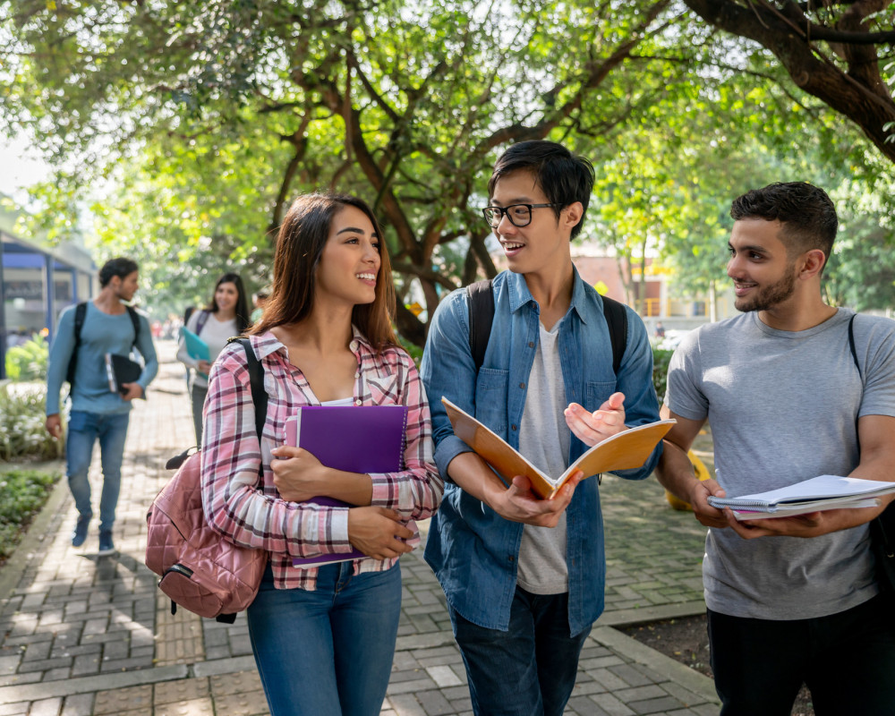 Students at university campus