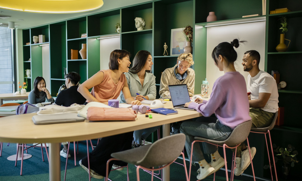 Students around  a table