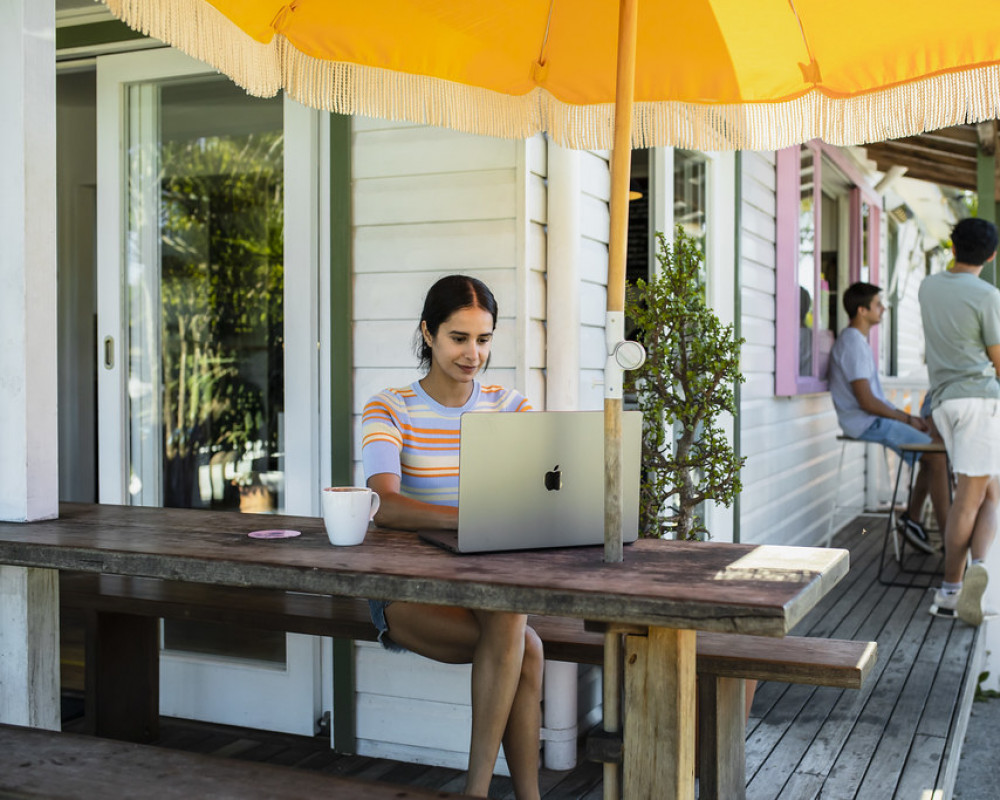 person working in Byron on laptop